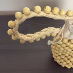 Aerie Beaded Bucket Bag Purse in Natural Photo 4