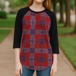 LuLaRoe  Randy Raglan Baseball Tee XS – Red Blue Black Checkered Photo 1