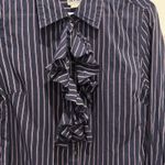 Converse  ONE STAR Womens Navy Maroon Striped Ruffle‎ Front Shirt NWT Academia Photo 1