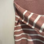 Rachel Zoe Medium Dusty Rose Striped V Neck. Longsleeve. Three Button Pullover. Photo 7