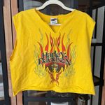 Vintage 2002 Harley Davidson reworked cropped tee top tank cowboy texas diy Orange Size L Photo 0