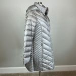 Michael Kors  Quilted Puffer Coat Size Large Gray Mid Length Packable Jacket Photo 1
