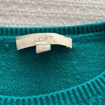 Loft Large Blue-Green Cotton Blend Crewneck Cableknit Sweater Photo 4