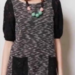 Anthropologie  Postmark Black White‎ Textured Tweed Knit Tunic Dress Lace Size S Photo 0