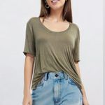 Free People Olive Green Asymmetrical Hem Relaxed Tee XS Photo 8