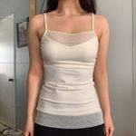 EXPRESS Cream Embellished Rhinestone Mesh Cami Photo 0