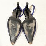 St. John  Sapphire Blue Satin Size 8 Sling Backs ITALY Jeweled Pump Shoe Photo 3