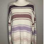 Aeropostale  Ribbed Sweater Small Pullover Cream Purple Oversized Cozy Photo 0