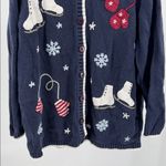 Cherokee  Navy Sweater cardigan winter Snowflake crocheted Design 1X mittens plus Photo 6
