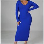 Hera Collection Women’s Royal Blue Ribbed Knit Long Sleeve Midi Dress Size M Size M Photo 1