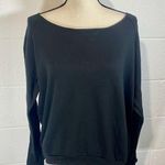 OTL Cropped Distressed Raw Hem Sweatshirt Black Size L Photo 0