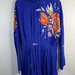 Free People  Size S Mini Dress Gemma Floral Tunic Long Sleeve Blue Open Back Boho Photo 11