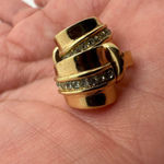 Christian Dior  Gold‎ Tone Rhinestone Small Half Hoop Clip On Earrings Vintage Photo 5