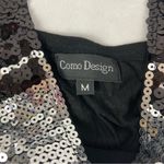 Como Design Sequin Black & Silver Strappy Low Cut Mini Party Dress Size M Size M Photo 4