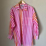 Beach Riot Pink And Orange Striped Cover Up Shirt NWOT Photo 4