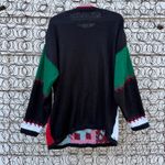Vintage 90s Holiday Time Christmas Knit Sampler Sweater Tree Candy Cane SMALL Black Photo 3