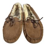 UGG  Dakota Brown Suede Sheepskin Moccasin Slippers Women’s Size 6 Fuzzy Cozy Photo 0