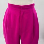 Vintage 80s Silk Pants Trousers High Rise Pleated Straight Leg Magenta Hot Pink Size 4P Photo 2