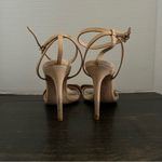 Schutz Women’s  Elora Leather Nude Stiletto Ankle Strap Sandal sz 7.5 Light Wood Photo 3