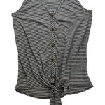 Lane Bryant Knit Top Size 14/16 grey White Stripe Sleeveless Tie front tank top Photo 0
