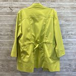 Ming Wang  Womens L Jacket Green Coat Open Front 3/4 Sleeves Back Adjustable Belt Photo 5