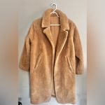 Alo Yoga NWOT Oversized Sherpa Trench Coat In Camel Teddy Jacket Size XXS Photo 4
