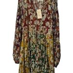 Anthropologie Let Me Be Dress Medium Gold Rainbow Floral Boho Long Sleeve AB14-1 Photo 12