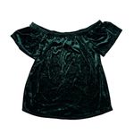 Socialite  Off the Shoulder Emerald Green Crushed Velvet Top, Sz L Photo 8
