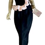 Gunne Sax VINTAGE 1980'S  BLACK W/PINK SHOULDER RUFFLE FORMAL DRESS (S) Photo 0