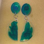 Elegant Teal and Clear Swirl Boho Dangle Earrings Blue Photo 6