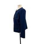 J. McLaughlin  Fanning Jacket‎ Blazer Braided Trim Navy Blue Size Large Photo 6