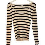 A New Day ribbed square neck striped pullover sweater XL Photo 2
