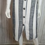 Urban Romantics  Linen Striped Overall Dress Large Photo 5