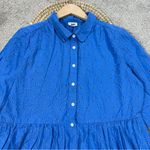 J. Crew Factory Women’s Eyelet Mini Shirt Dress Longsleeve Collared in Blue 14 Photo 5
