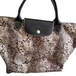 Longchamp  Brown Snake Print Le Pliage Shoulder Tote Bag Satchel Photo 0