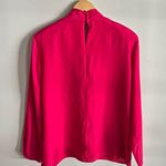 Vintage Alexandria Hot Pink Satin Bow Tie Blouse 14 Long Sleeve Secretary Top Photo 6