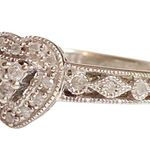 10K 10KT WHITE SOLID GOLD ROUND DIAMOND HEART RING SIZE 7 Anniversary BAND Photo 2