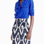 J.Crew  Collection Blue & White Ikat Silk Blend Pencil Skirt Size 4 Photo 0