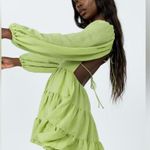 Princess Polly Green Danny Long Sleeve Open Back Tiered Fit & Flare Mini Dress 2 Photo 2