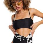 River Island Cut Out Tie Waist Bandeau One Piece Swimsuit Black Size 8 NWT Photo 12