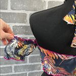 Multicolored Crop Tie Front Bikini Top Women’s Size Small Black Photo 4