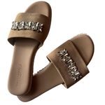 Karl Lagerfeld  Paris Women's BijouTan Slide Sandals Rhinestone suede Wore Once Photo 2