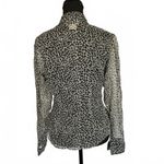 Vtg Vision Apparel Blouse Sz PM Black Leopard Print Ruffles Photo 2