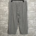 Old Navy High Rise Grey Striped Linen Wide Leg Pants Photo 2