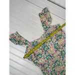 Loft NWOT  Ruffle Strap Midi Dress Green Pink Floral Summer Boho Silk Size 6 Photo 3