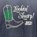 Justin Boots  Women's Grey Lookin' Sharp! Logo T-Shirt Size Medium New With Tags Photo 1