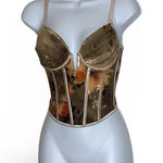 Kaylee Kollection Floral Bustier Corset Top Green Size M Photo 0