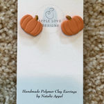 Orange Pumpkin Clay Earrings Photo 0