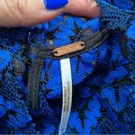 Free People  Simone Blue Crochet Mini Dress With Lace Bell Sleeves Size Small Photo 13