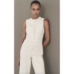 Mango  Sleeveless Tweed Jumpsuit in Cream Size Small Photo 1